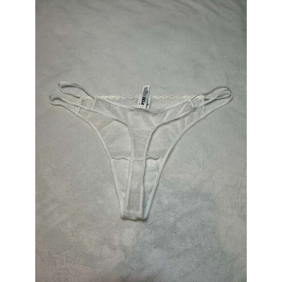 Victoria’s Secret PINK White Daisy Embroidered Mesh Thong Size 2XL - Picture 5 of 7
